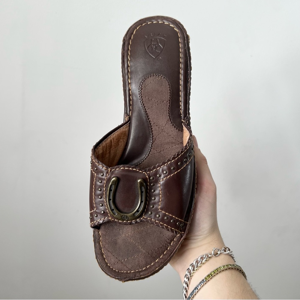 Ariat ‘Casey’ Western Leather Brown Platform Sandal Size 8